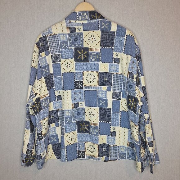 💙 Vintage Y2K G.W. Quilted Patchwork Shacket Size XL Warm Cozy Cottage Prairie - Picture 7 of 8